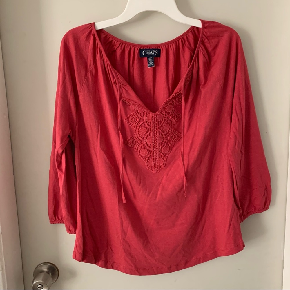 Chaps Denim 3/4 Sleeve Blouse